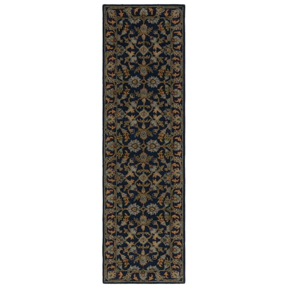SAFAVIEH Blossom Elton Oriental Traditional Wool Runner Rug, Navy, 2'3" x 8'