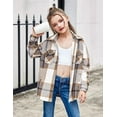 thumbnail image 3 of Oudiya Girls Flannel Plaid Jackets Long Sleeve Button Down Shirts Blouses Tops with Pockets, 6-15Y, 3 of 8