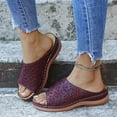 thumbnail image 6 of asdoklhq Sandals for Women Clearance Under $10,Women Summer Slip-On Wedges Beach Open Toe Breathable Sandals Embroidery Shoes, 6 of 8