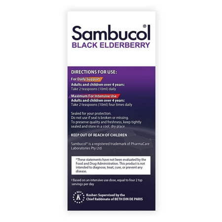 Sambucol Black Sambucus Elderberry Syrup, Immune Support, Liquid Syrup for Kids and Adults, 7.8 Oz