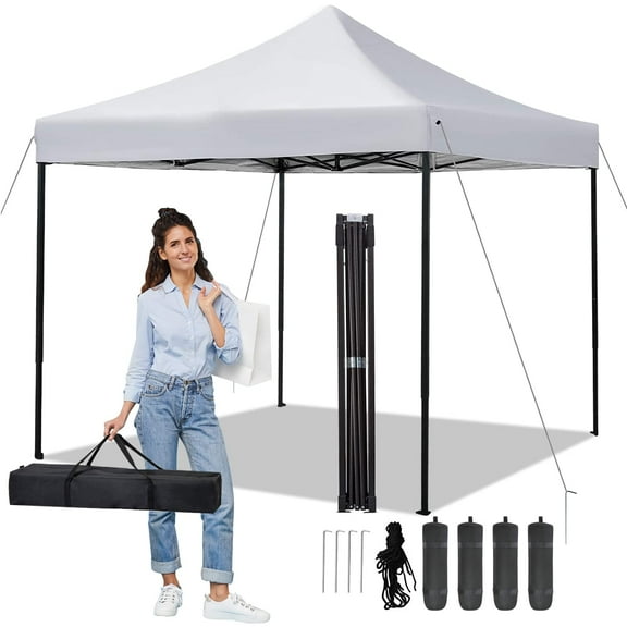 NiamVelo 10x10  Pop up Canopy ,  Canopy Tents for Outside  Folding Canopy Tents Big Party Tent with Backpack Bag (White)