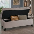 thumbnail image 2 of GDF Studio Heathbrooke Contemporary Tufted Storage Ottoman, Light Gray and Dark Brown, 2 of 6