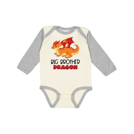 

Inktastic Big Brother Cute Red and Orange Dragon Gift Baby Boy Long Sleeve Bodysuit