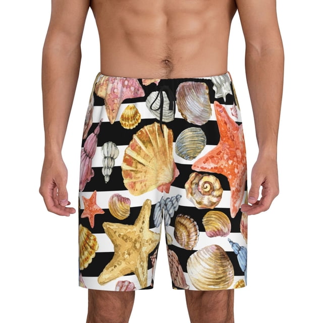 Fotbe Sea Shell Pantalones Cortos de Pijama para Hombre, Ropa de Dormir, Pantalones de Pijama Cortos para Hombre-4X-Large