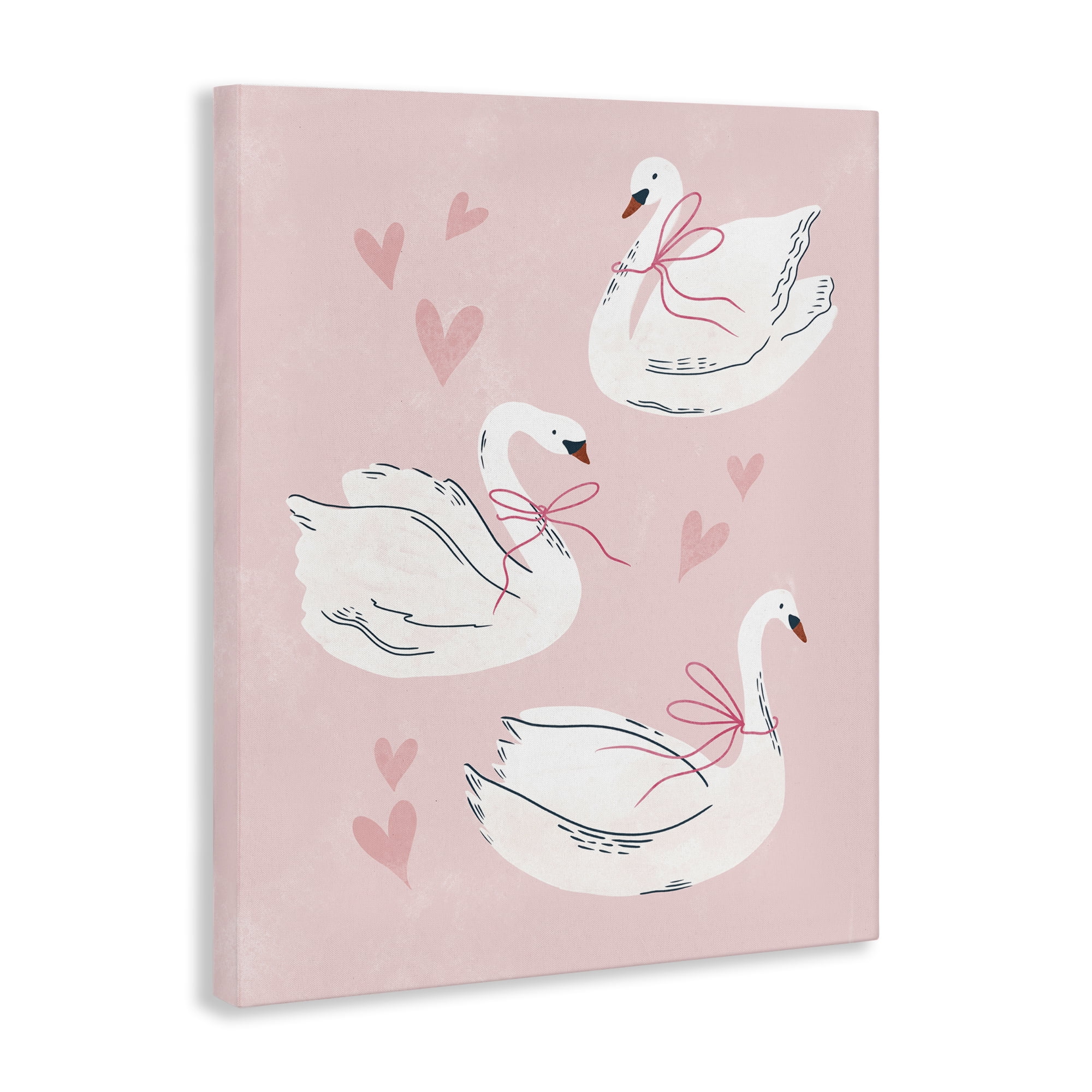 Stupell Industries Pastel Ribbons on Swans Animals Painting Wrapped Canvas Art Print Wall Art, 30 x 40