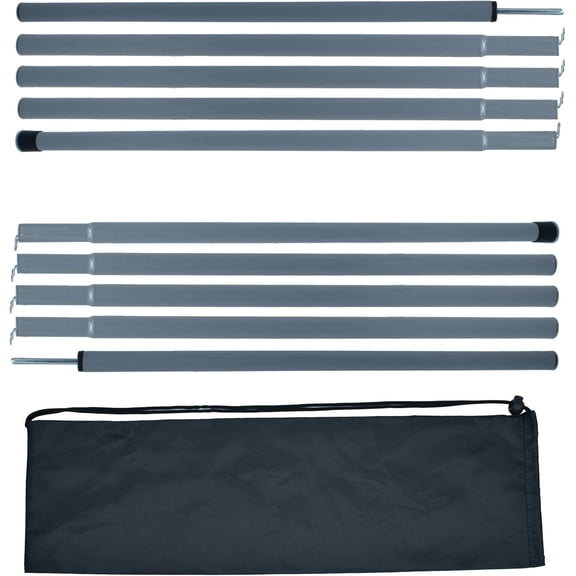Adjustable Tent Poles Steel Rods for Tarp Canopy Camping Set of 2 (Grey)