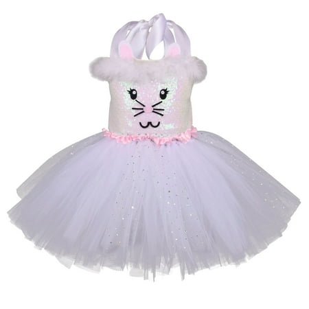 

Dyfzdhu Girls Dress Toddler Kids Girls Cartoon Rabbit Role Play Fancy Mesh Tulle Princess Dress