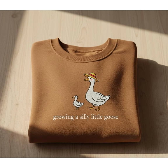 Embroidered Goose Sweatshirt, Growing a Silly Little Goose Crewneck, Cute Farm Mom to Be Pregnancy Gift