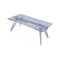 thumbnail image 3 of 79" Clear and Silver Glass and Stainless Steel Self-Storing Leaf Dining Table, 3 of 5