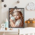 thumbnail image 4 of Pintura de diamante 5D DIY, kit de taladro redondo completo de conejito y niña, decoración del hogar, 30x40cm, 4 of 9