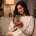 thumbnail image 3 of 1pc Christmas Stemless Wine Glass, Christmas Drinking Glasses for 3D Embossed Decor Cup, Hand Painted Raised Clear Glass Cup for Holiday Home Party Decor, 3 of 5