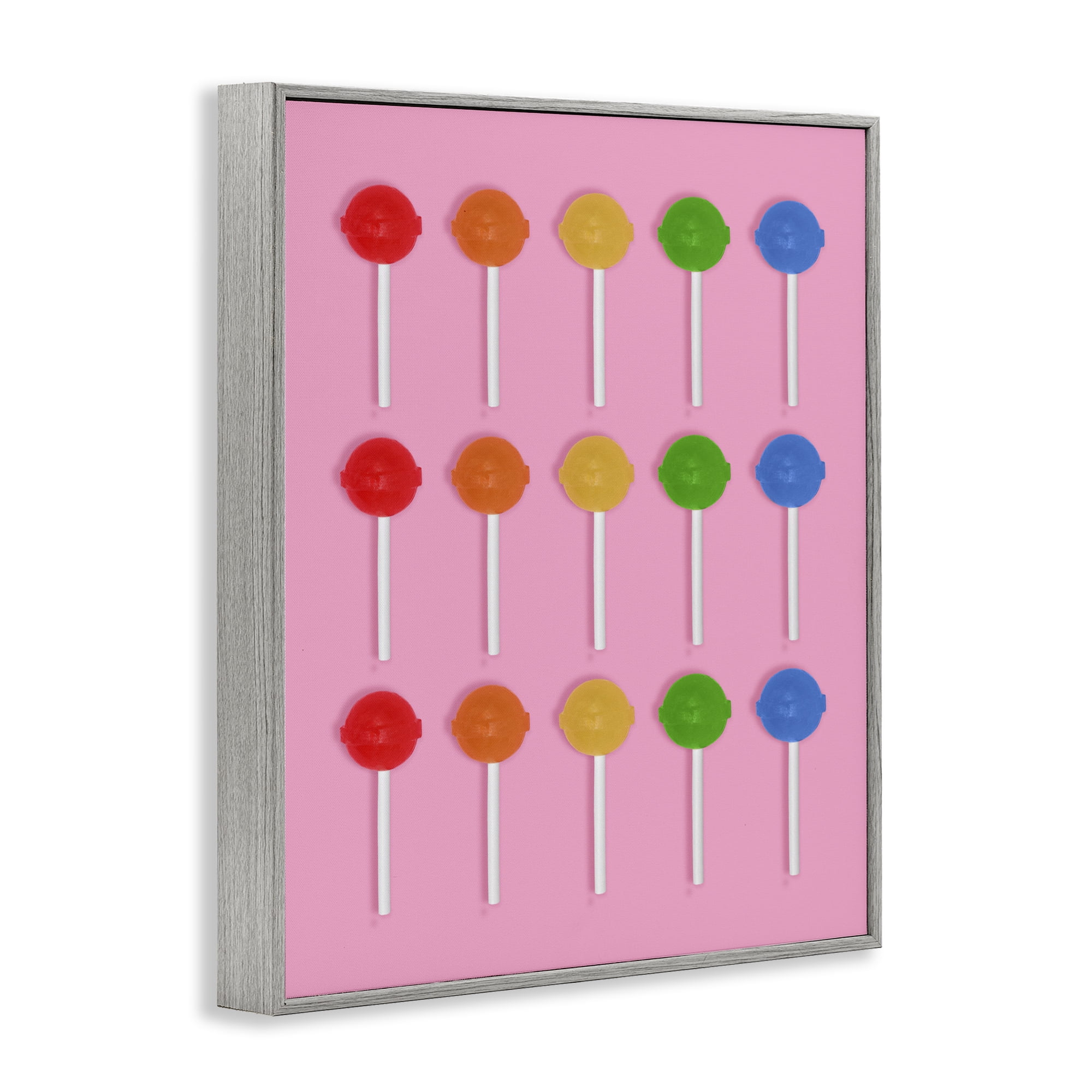 Stupell Industries Colorful Lollipop Grid Gray Framed Giclee Art, design by LISH Creative