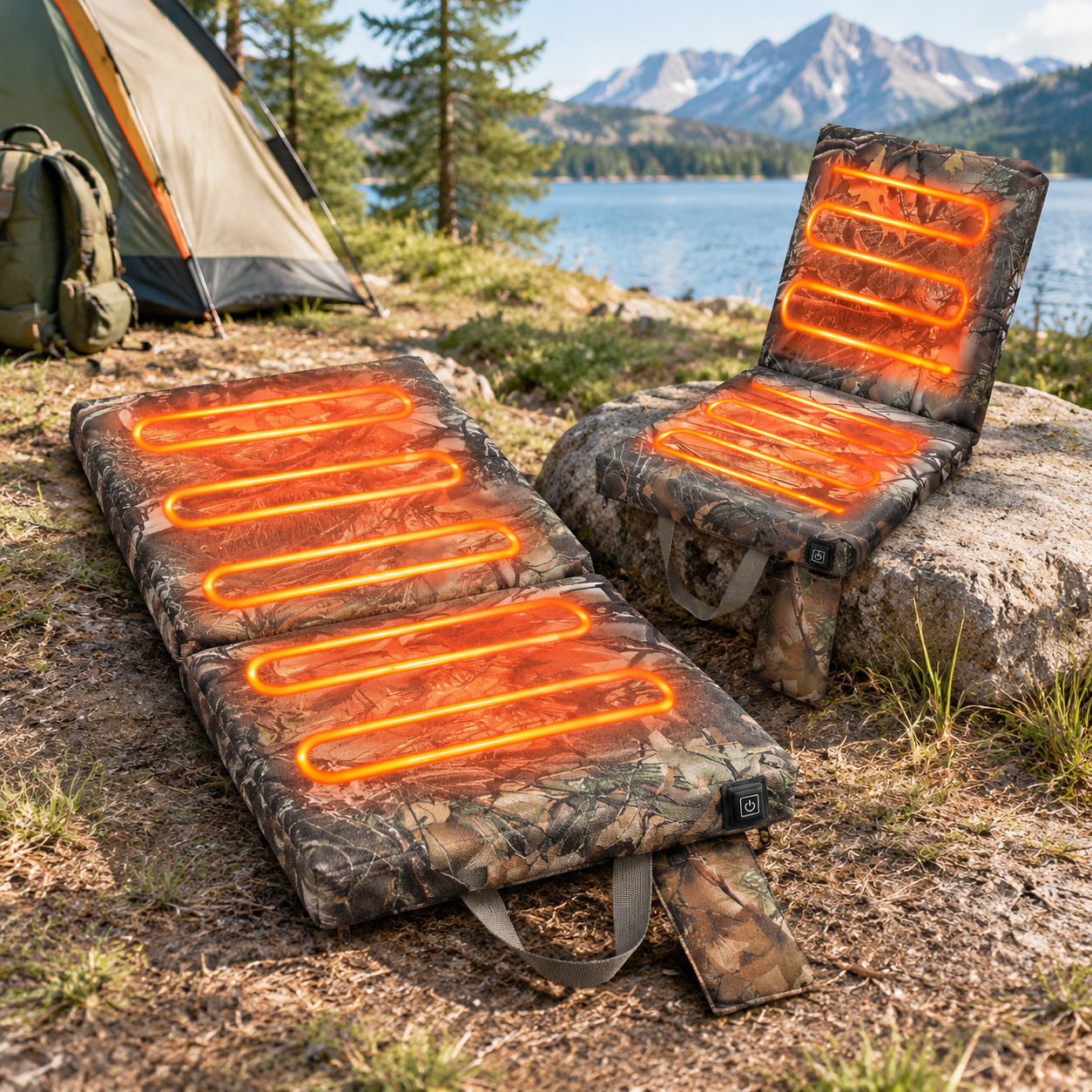 Foldable Heated Two Person Tree Stand Seat Cushion 2.8in Thick