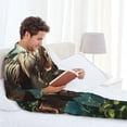 thumbnail image 5 of Bingfone Men's Pajama Set 2 Piece Loungewear PJs, Long Sleeve with Pajama Pants-Green Forest Dinosaur, 5 of 7