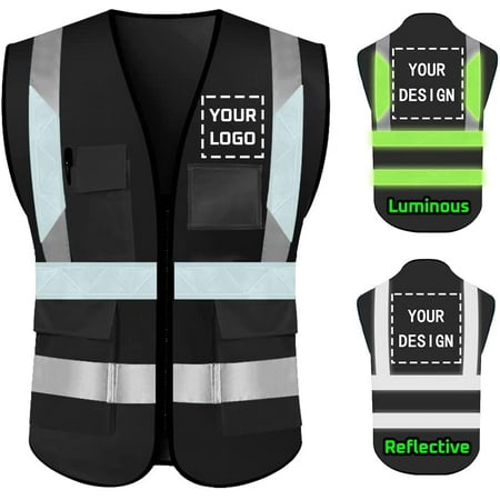 

High Visibility Reflective Safety Vest Customize Logo With 5 Pockets Protective Workwear Outdoor Work Vest