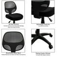 thumbnail image 3 of Lavish Home Office Chair Adjustable Height with Wheels, Mesh Back, Foam Seat, Armless, Swivels in 360-Degrees, Black, 3 of 5