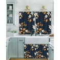 thumbnail image 2 of Spring White Flowers Short Blackout Curtains 36 Inch Long Retro Pastoral Orange Leaf Rod Pocket Kitchen Curtains, 2 Panels Thermal Insulated Room Darkening Drapes for Bedroom, 30"W x 36"L, 2 of 5