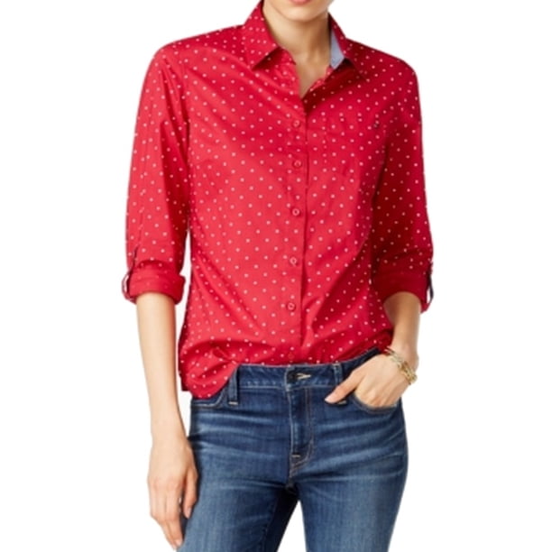 tommy hilfiger red blouse