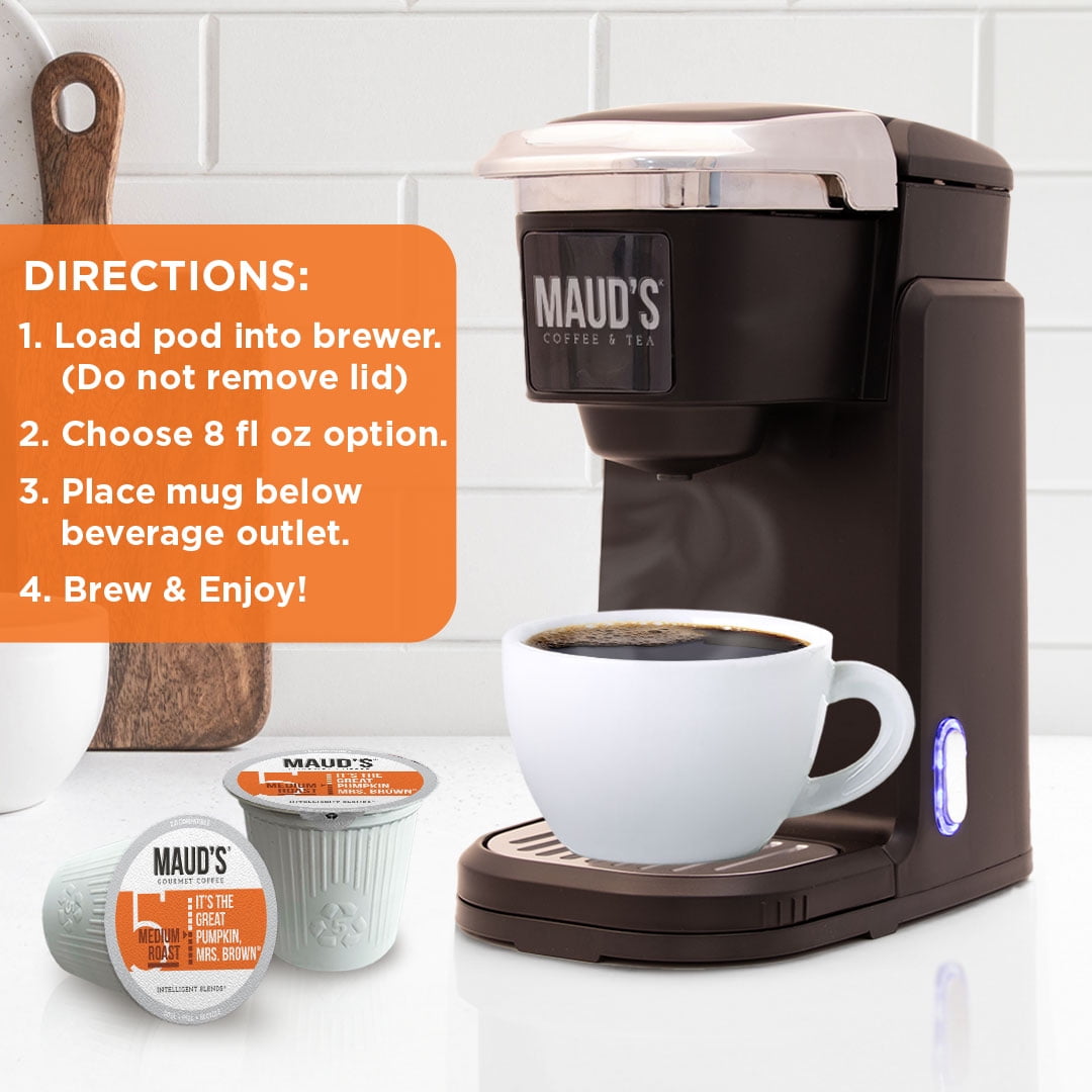 Maud's Pumpkin Spice Flavored Coffee Pods, 50 ct - 100% Arabica Medium Roast Coffee, Solar Energy Produced Single Coffee Pods Compatible with Keurig K-Cup Brewers