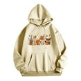 thumbnail image 1 of Rbaofujie Chandail à Capuche pour Femmes, Mode à Cordon, Manches Longues, Imprimé, Beige, 1 of 5