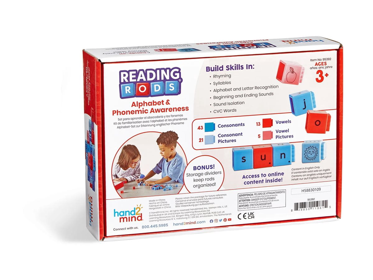 hand2mind Reading Rods Alphabet & Phonemic Awareness, Word Building Activities, Letter Blocks