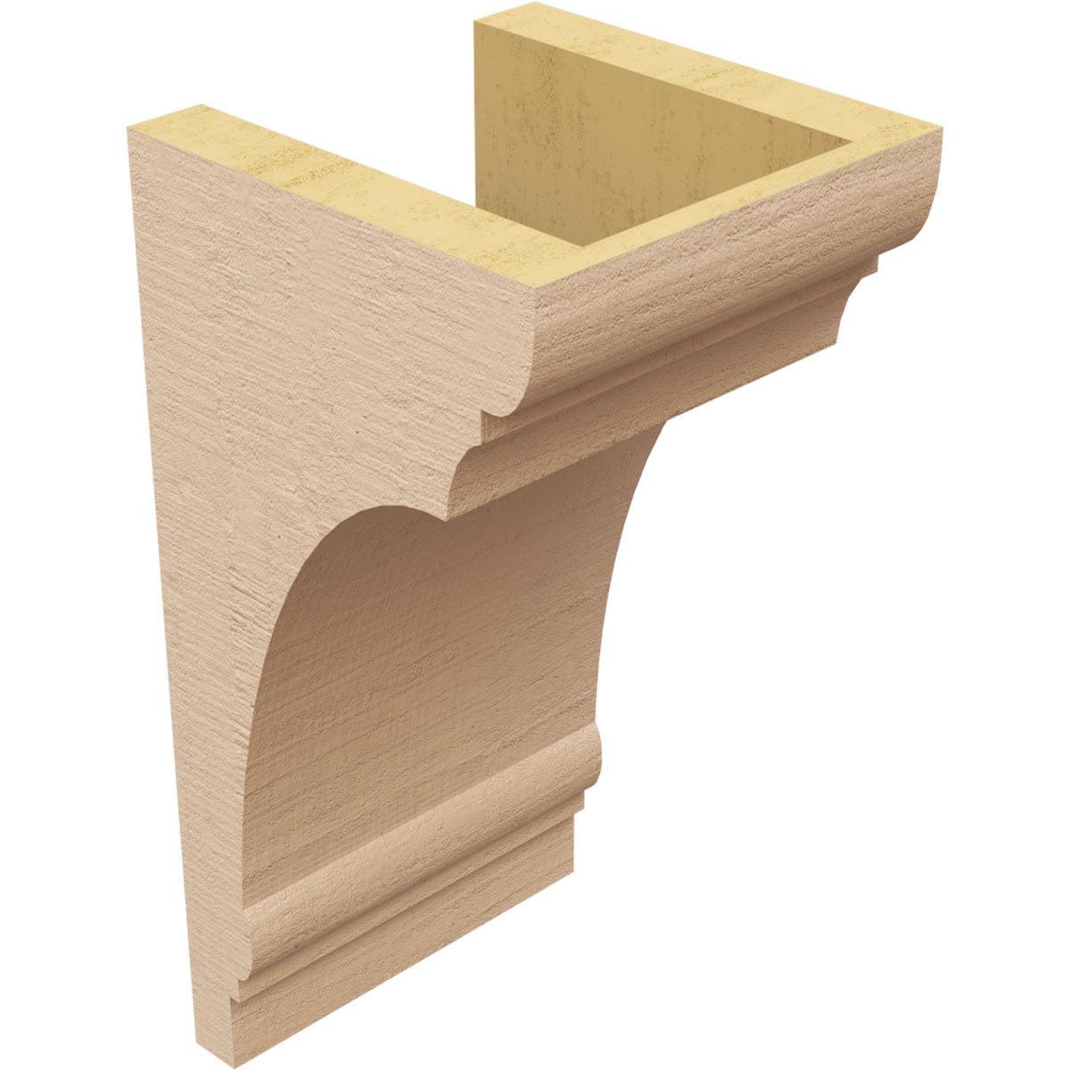 6"W x 6"D x 12"H Wide Hughes Rough Cedar Woodgrain TimberThane Corbel, Primed Tan