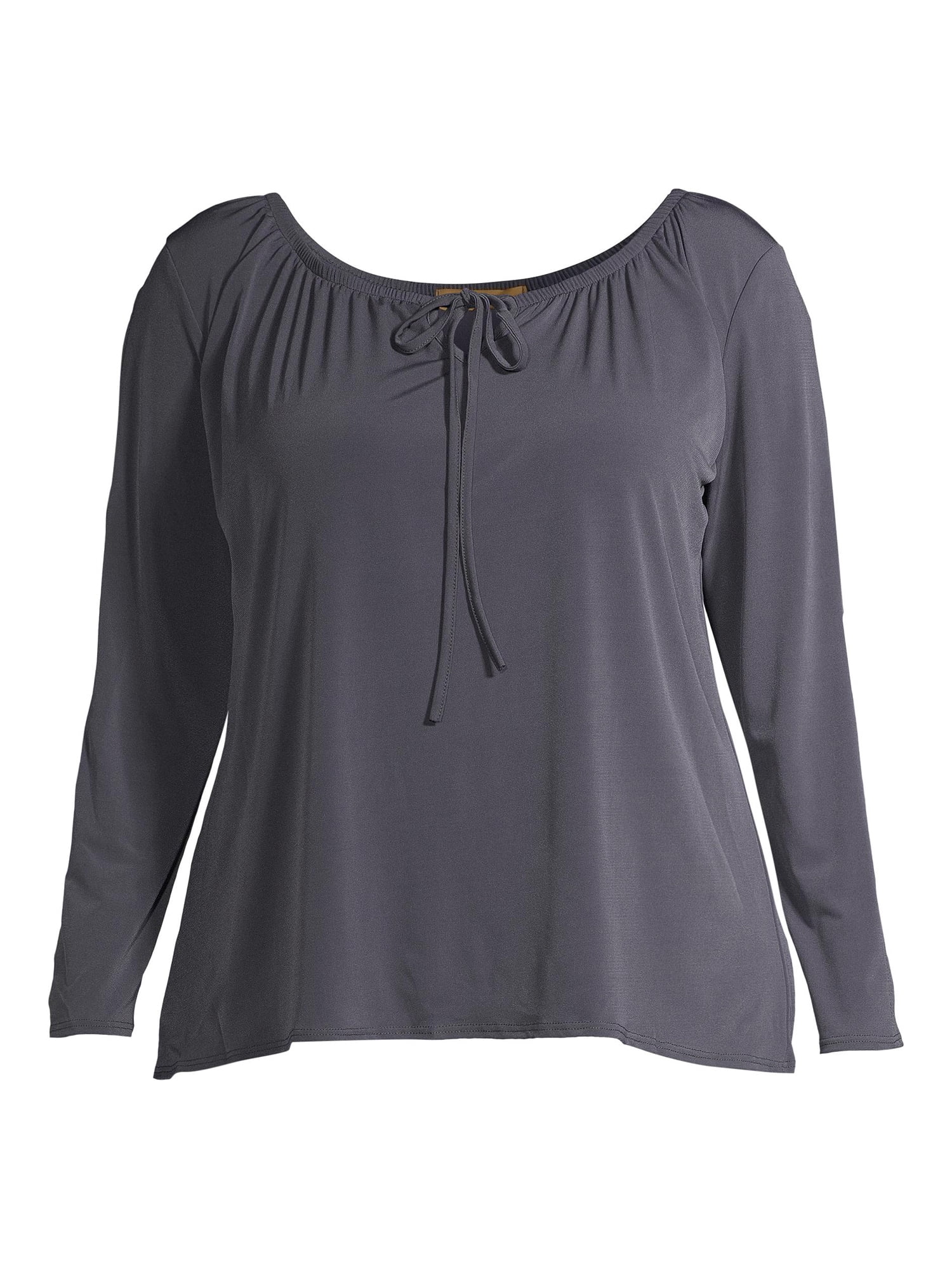 Ella Samani Women's Plus Size Tie Front Long Sleeve Top