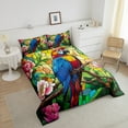 thumbnail image 4 of Erosebridal Cute Parrot Comforter Sets King Size, Wild Bird Comforters & Duvets, Pink Floral Bedroom Decor, Reversible 3-Piece, 4 of 8