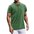 thumbnail image 1 of Vintage Summer Men's T-Shirt Streetwear 3 Buttons Open Fly Loose Clothing Print Short Sleeve T-Shirt XL, 1 of 4