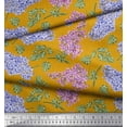 thumbnail image 2 of Soimoi Gold Silk Fabric Leaves & Lily Floral Printed Craft Fabric by the Yard 42 Inch Wide, 2 of 3