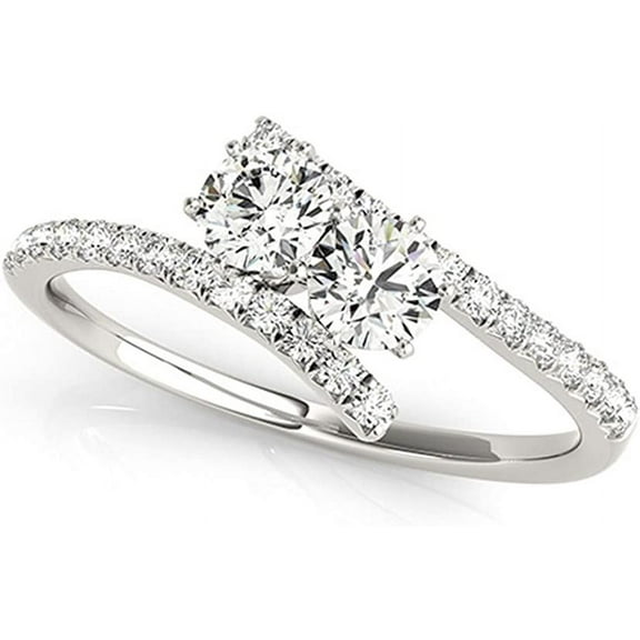 JewelMore I Love US Two-Stone Forever Us Ring 1/2 ct tw Diamonds 14K