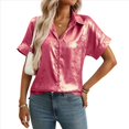 thumbnail image 1 of Tops de Verano para Mujer, de Corta, con Cuello en V, para Hacer Ejercicio, Blusas Bonitas, Elegantes, Informales, A , Camisetas Lisas. Rosa Roja XL, 1 of 9