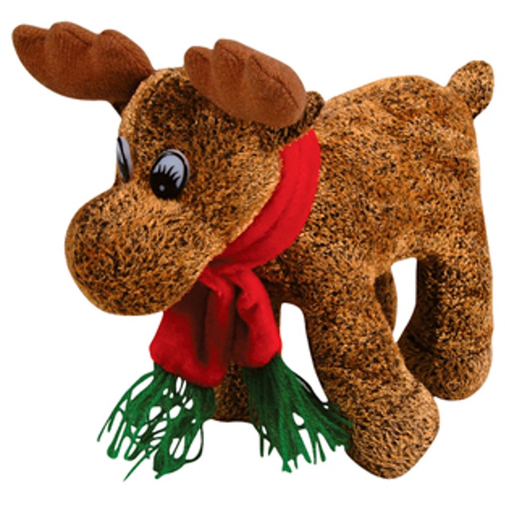 Cute Plush Christmas Reindeer DecorationToy Animal With Winter Scarf