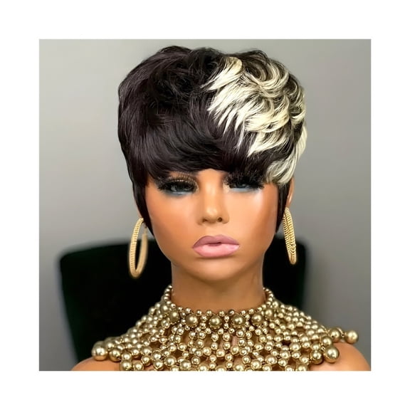 Pixie Cut Wigs Brazilian Virgin Human Hair Wigs 613 Highlight Short Wavy Bob Wig