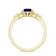 thumbnail image 2 of Rosec Jewels Blue Sapphire Engagement Ring with Diamond Trio - 6X8 mm Pear Shaped Lab Grown Sapphire - AAAA Grade, 18K Yellow Gold, US 6.50, 2 of 8
