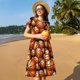 thumbnail image 4 of Fotbe Vintage Basketball Vestido Largo de Moda para Mujer, Vestido Tipo Camiseta con Manga Corta y Estilo Casual a Rayas y Bloques de Color, 4 of 6