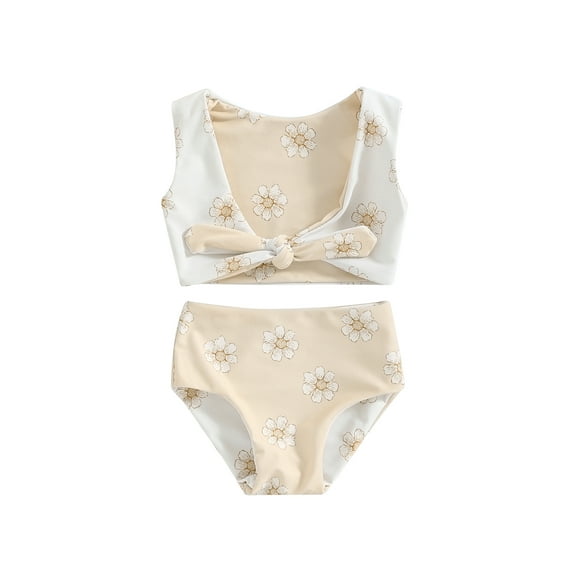 Bagilaanoe Toddler Baby Girls Swimsuits 2 Piece Bikinis Set Flower Print Tops Briefs 6M 12M 18M 24M 3T 4T Kids Swimwear Bathing Suit Beachwear