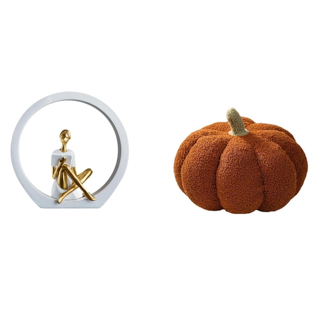 Estatua de niña, estatua de niña, figura decorativa, elegante, calabaza de Halloween, almohada, sofá, juguete, material de resina, adecuado para regal