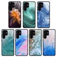thumbnail image 2 of For Samsung Galaxy S23 Ultra 5G Marble Pattern Glass Phone Case(Beach), iPhone 14, 2 of 6