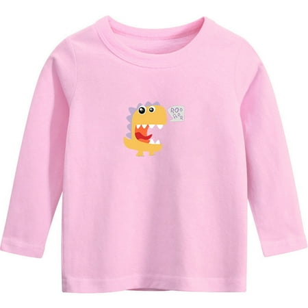 

Nrmvnmi Kids Boys And Girls Fashion Pullover Cute Dinosaur Cartoon Print Crew Neck Long Sleeve T Shirts Cotton Loose Casual Comfortable Clothings For Spring Autumn