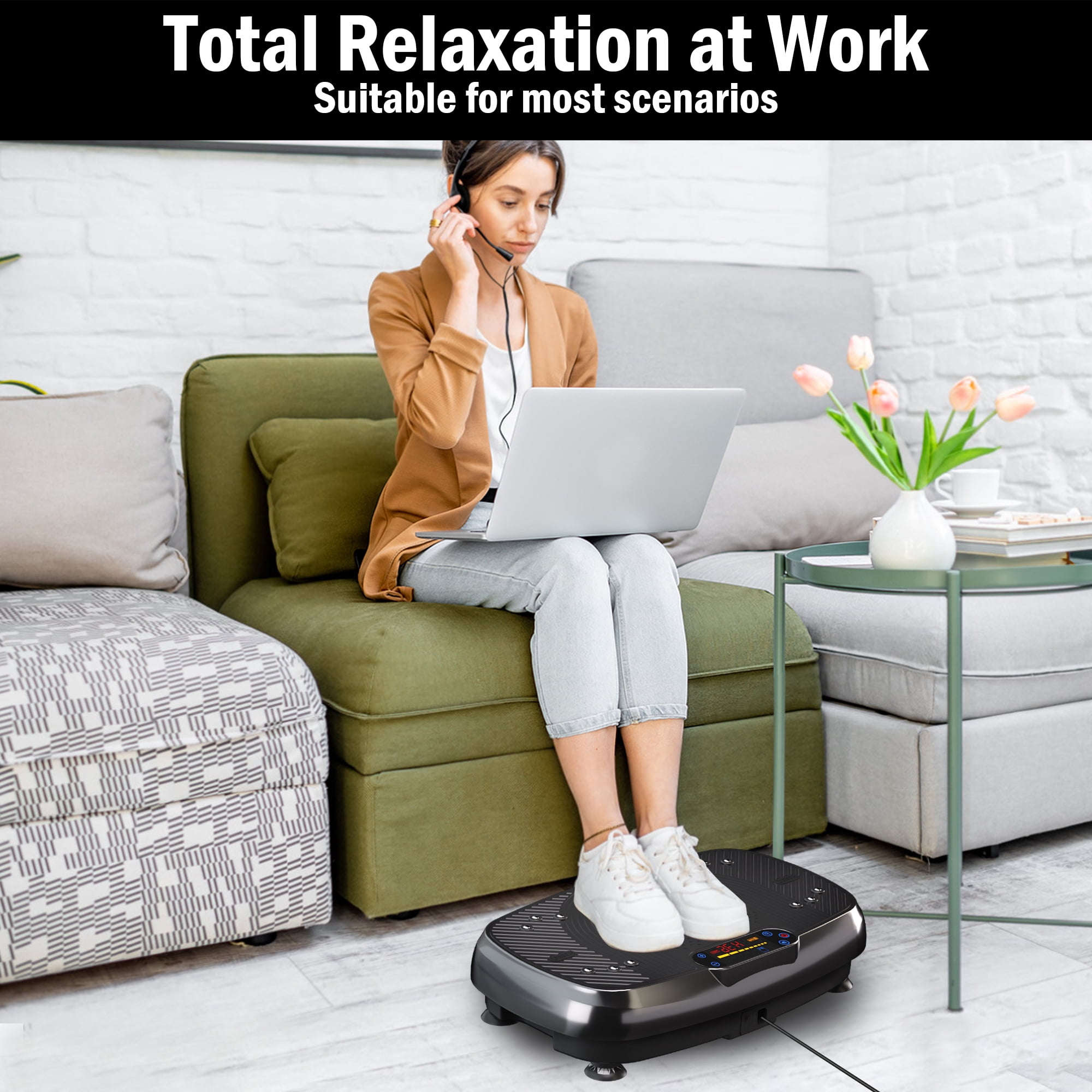 SLIMKEEPER Vibration Plate Exercise Machine for Home Fitness & Whole Body Workout, 330 Lbs Capacity, with 2 Loops, 5 Resistance Bands & Remote Control