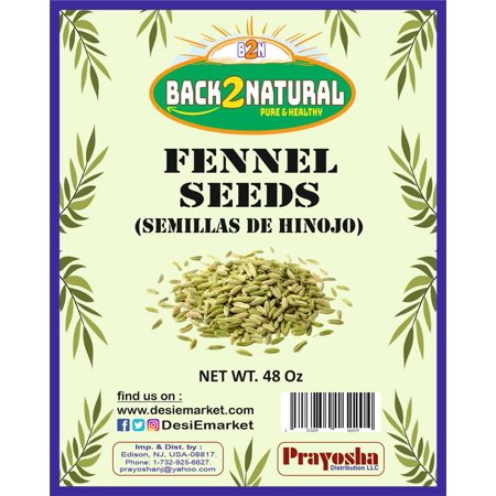 Back2Natural Fennel Seeds (Saunf Sabut) Whole Spice 48ozAll Natural ~ Gluten Friendly | NON-GMO | Vegan | Indian Origin