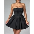 thumbnail image 3 of Gupgi Robe Corset pour Femmes Mini Robe Sans Bretelles avec Dentelle Couleur Unie Robe Tube Sans Manches Dos Nu Robes de Soirée Courtes, 3 of 9