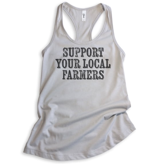 Support Your Local Farmers Tank Top, Ladies Racerback Tank Top, Farm Tank, Farm Girl Tank Proud Farmer Tank, Silver Gray, XX-Large