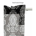 thumbnail image 5 of Black Damask Linen Curtain Valance for Bedroom/Bathroom/Kitchen/Living/Dining Room Window,European Bohemian Grey Paisley Medallion Flower Pocket Topper Drapes Decorative Cafe Drapery Panel 42"x18", 5 of 6