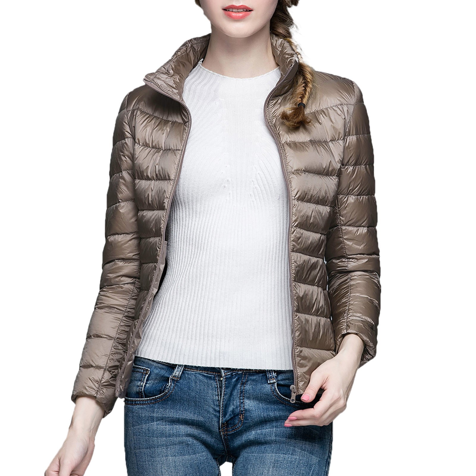 JDEFEG Womens Plus Size Fall Jacket Women's Winter Thin and Light Coat Casual Coat Slim Quilted
