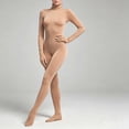 thumbnail image 6 of Women's Full Body Zentai Turtleneck Jumpsuit with Attached Unitard Long Sleeve One-Piece Bodysuit for Dance Cosplay Halloween & Stage Performance (Khaki D), 6 of 7