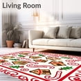 thumbnail image 2 of ODIKA 3'x5' Machine Washable Non-Slip Area Rug, Playful Gingerbread Village Scene with Peppermint Swirl Borders High Traffic Rug, Brown, 621767, 2 of 7