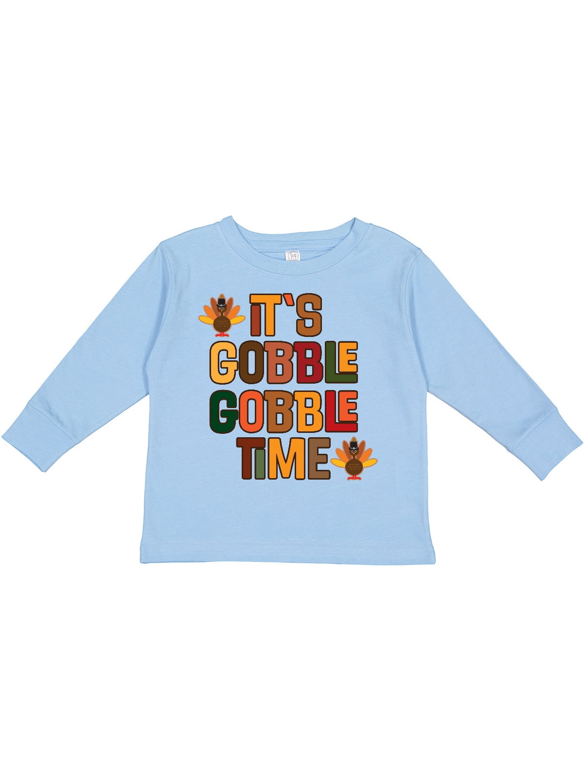 Turkey Gobble Gobble Shirt Thanksgiving Toddler Kids Long Sleeve Tshirt