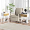 thumbnail image 6 of Fluted Nightstand with Charging Station,Night Stand with Drawer & 2 Open Storage Shelves, Side Table for Bedroom Small Space Living Room Entryway, 6 of 9